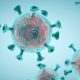 Covid 19 Virus On Blue Background.